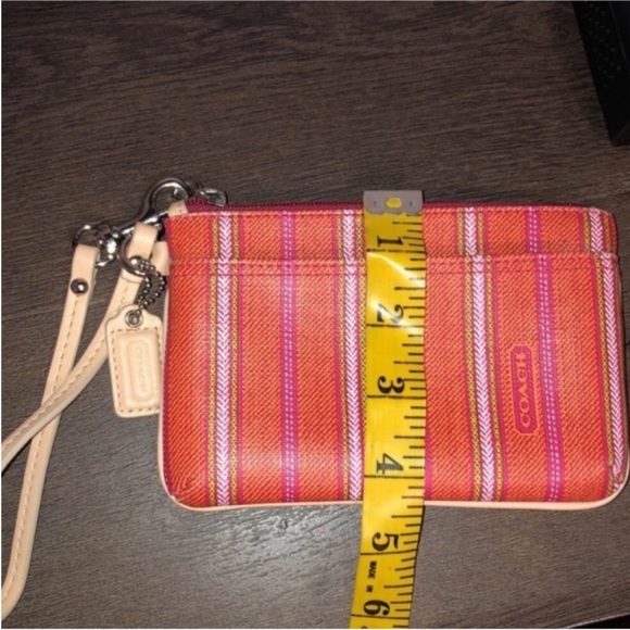 Coach Orange Striped Wristlet